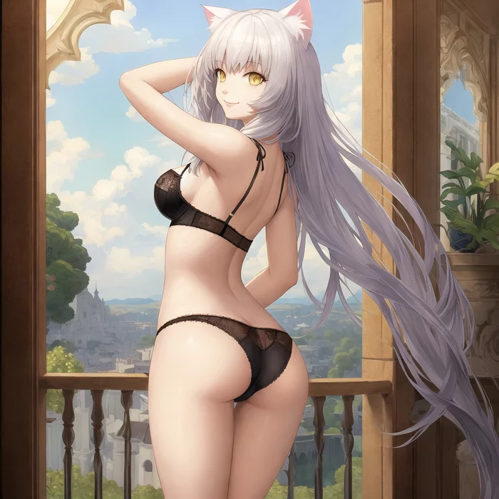 Hanekawa - NSFW, Anime art, Anime, Monogatari series, Hanekawa tsubasa, Neko, Novelai, Longpost