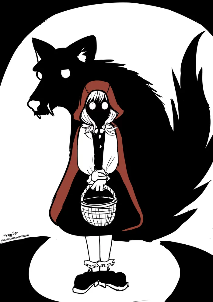 Red Riding Hood - My, Drawing, Art, Little Red Riding Hood, Kripota, Story, Wolf