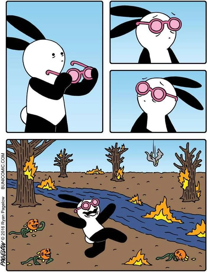 Rose-colored perception - Buni, Comics, Reality, Pink glasses, Pagelow