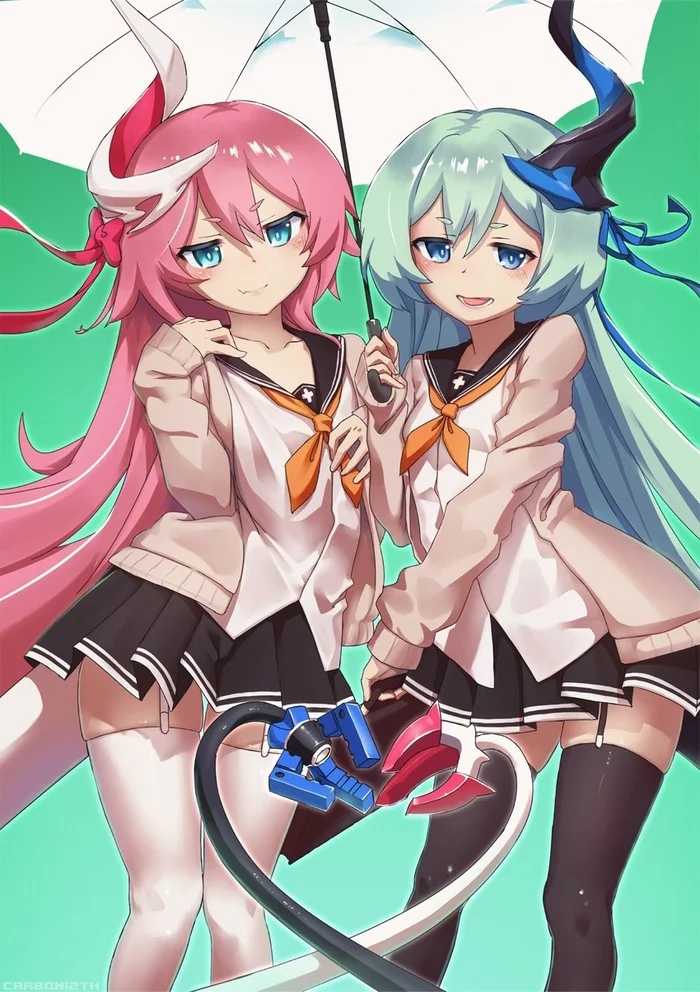 dragon sisters)) - Anime, Anime art, Honkai Impact