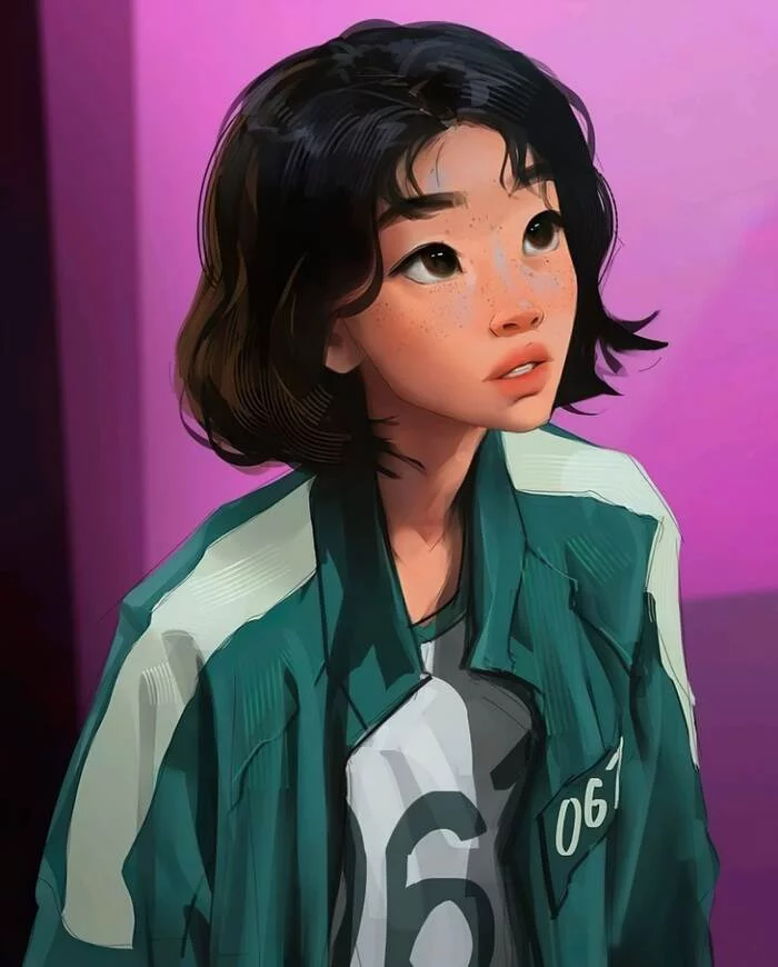 One of the main characters of the popular series squid game Author: Sam Yang - Squid game (TV series), author, Art, Longpost, Sam yang