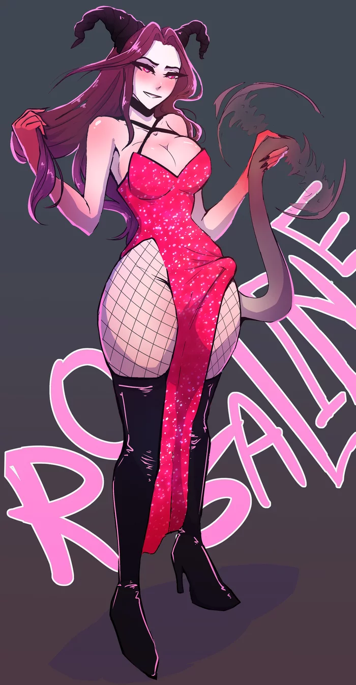 That's my character, Rosalyn. I will do all sorts of nonsense with it... or she's with me O_O - NSFW, My, Its a trap!, Trap Art, Anime trap, Anime art, Crossdressing, Demon, Futanari, Girl with Horns, Art, Erotic, Hand-drawn erotica, Choker, Succubus