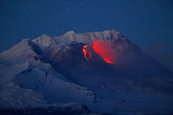Извержение вулкана Шивелуч на Камчатке Природа, Фотография, Извержение, Вулкан, Вулкан Шивелуч