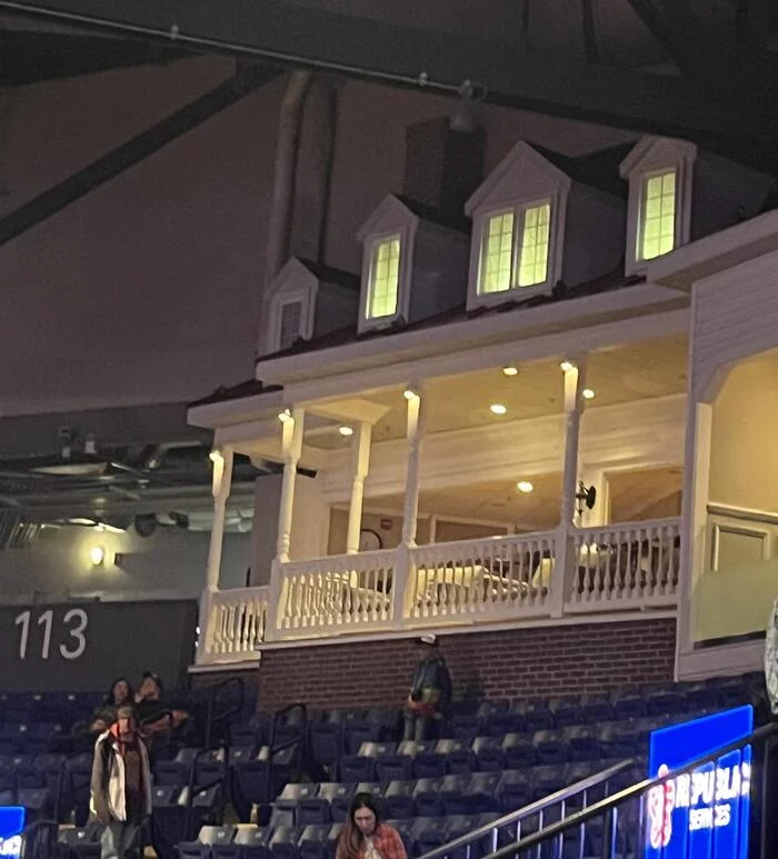 Hockey arena with club lodge on the porch - Hockey, Lodge, The photo