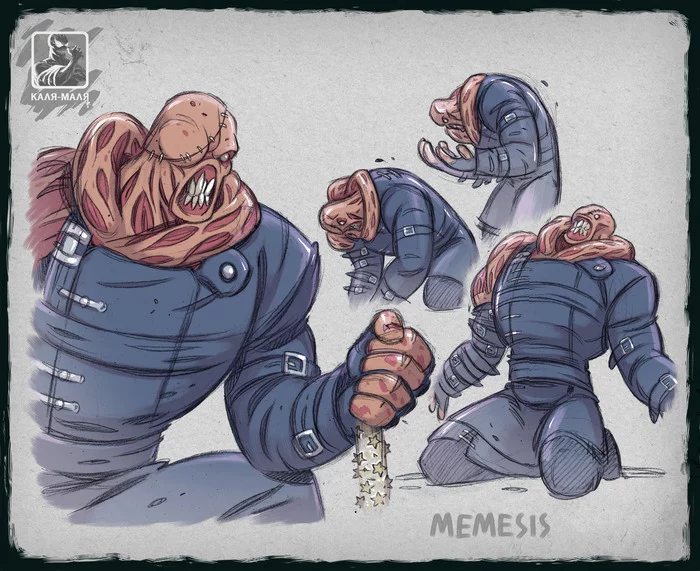 MEMesis #1-8 - My, Nemesis, Memes, Drawing, Humor, Resident evil, Kripota, Monster, Images, Longpost
