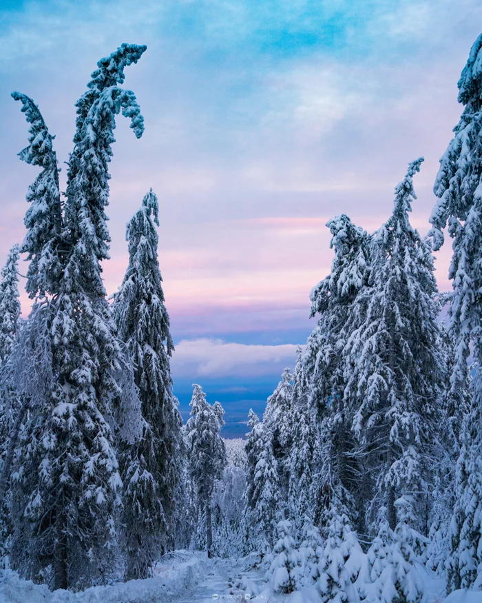 Зимний закат - Моё, Горы, Фотография, Средний урал, Закат, Снег, Лес, Зима