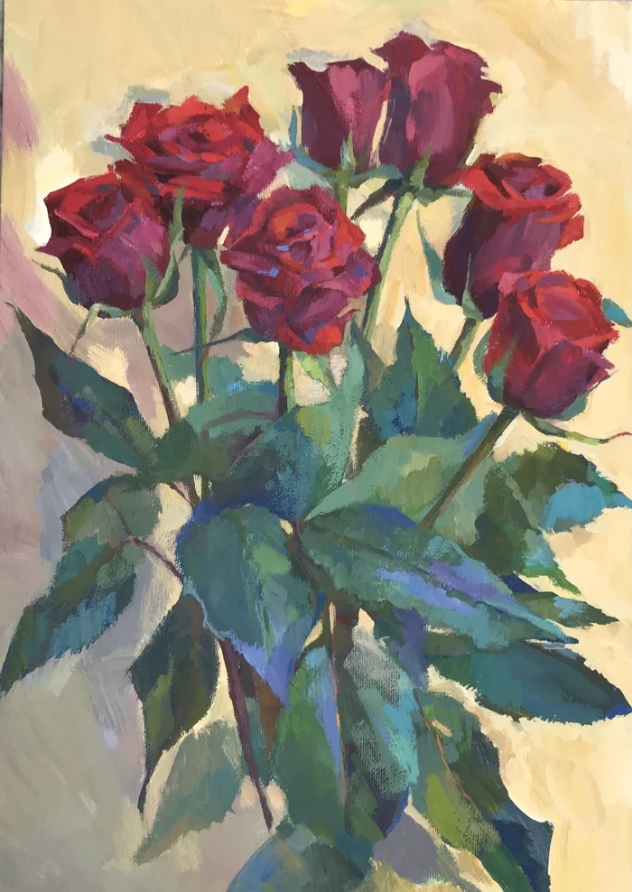 Bouquet - My, Art, Painting, Tempera, Luboff00, Bouquet, the Rose