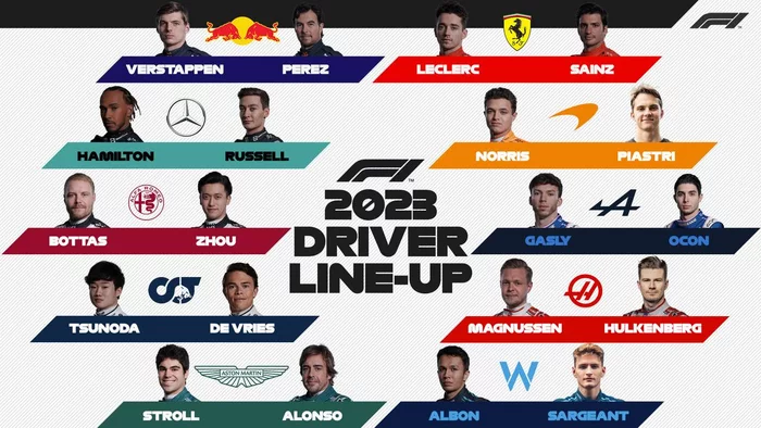Team line-up for the 2023 season - Formula 1, Автоспорт, Mercedes, Scuderia Ferrari, Scuderia AlphaTauri, Aston martin, Haas, Alfa romeo, Racers, Mclaren, Alpine, Team, Compound, Williams racing