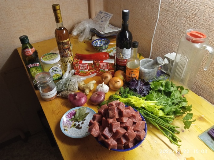 Мясо в томатно луковом соусе Рецепт, Телятина, Вино, Помидоры, Длиннопост, Мясо