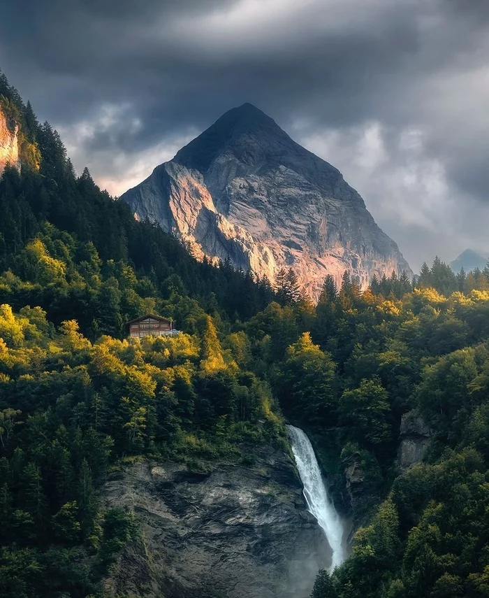 Switzerland - The photo, beauty, Landscape, Nature, The mountains, Europe, Switzerland, Waterfall, Forest