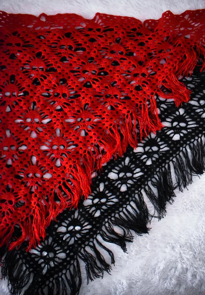 Skull shawl - My, Knitting, Crochet, Needlework without process, Shawl, Scull, Longpost, Handmade