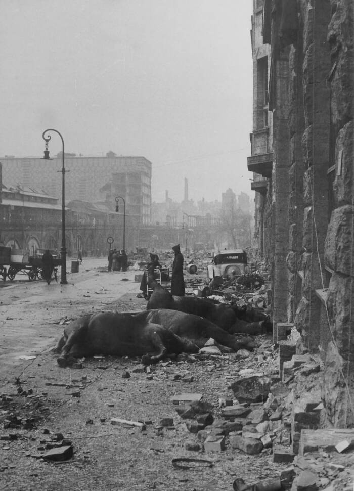 Warsaw street in Berlin after the fightingGermany, 1945 - Berlin, 1945, The Second World War, Story, Old photo, Black and white photo, The photo