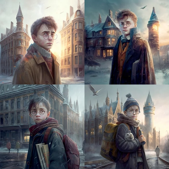 A typical Harry Potter day in Chelyabinsk - My, Harry Potter, Нейронные сети, Midjourney, Mad, Photoshop, Creative, Design, Artificial Intelligence, Digital, Characters (edit), Longpost, Computer graphics