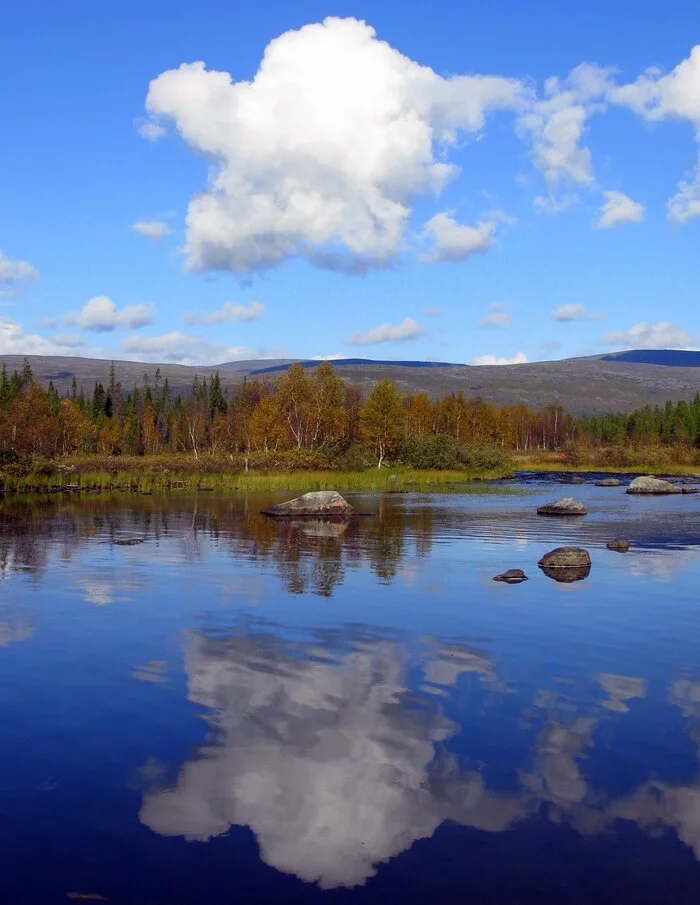 Cloud x2 - My, Travels, Kola Peninsula, Lake, Clouds, Reflection, The photo