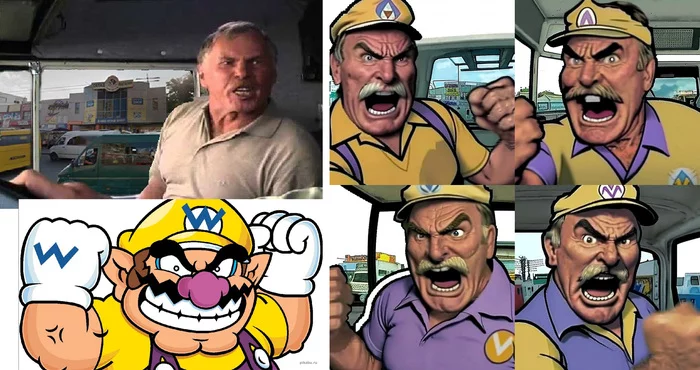 Mario, well, yokarny babay! - Нейронные сети, Truckers, Midjourney, Games, Mario, Repeat