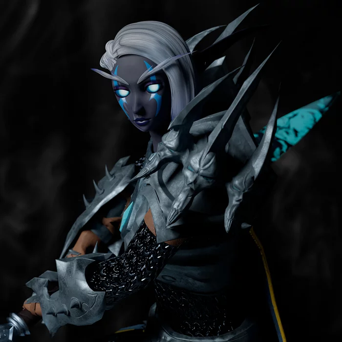 Akerissa, Death Knight in the service of the Lich King - My, 3D modeling, Blender, 3D, Computer graphics, Art, Zbrush, Video, Youtube, Longpost