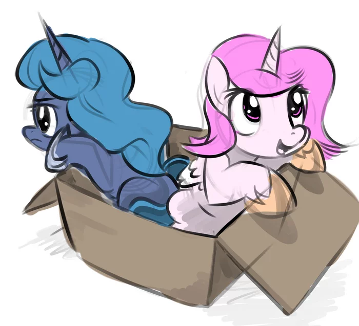 In the box - My little pony, PonyArt, Princess celestia, Princess luna, Gsphere