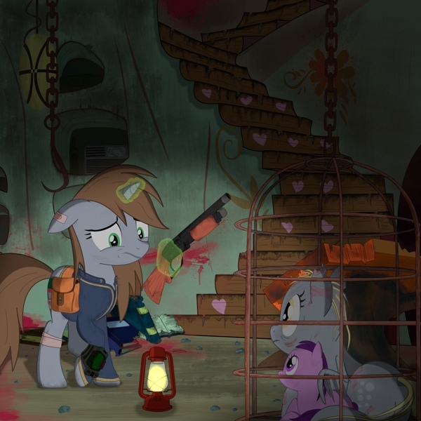 Pipka frees the captives - My little pony, Original character, Fallout: Equestria, Derpy hooves, Art