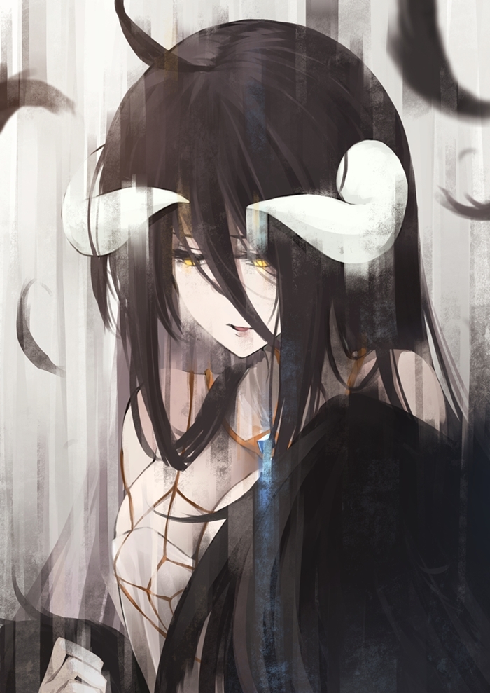 Albedo - Art, Anime, Anime art, Overlord, Albedo, Succubus, Girl with Horns