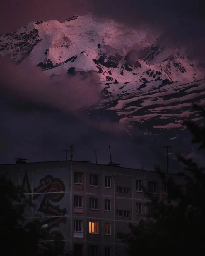 The night has come - The photo, The mountains, Russia, Kabardino-Balkaria, Neutrino, Sky, Elbrus