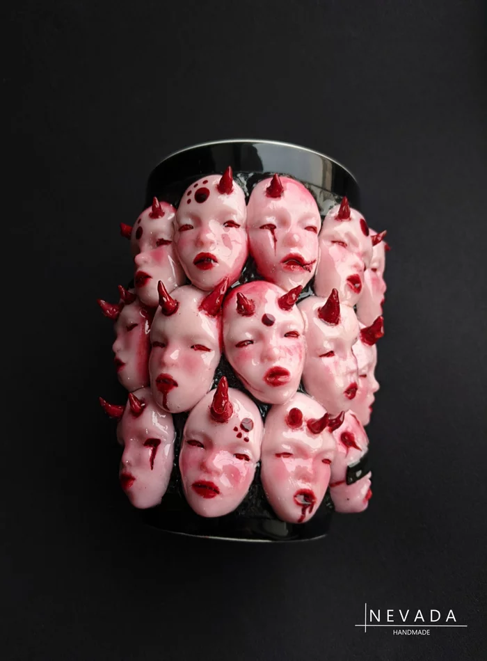Many-sided mug - My, Polymer clay, Handmade, Лепка, Кружки, Demon they, Props, Paints, Longpost, Needlework without process, Demon