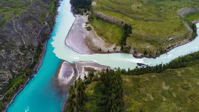 Confluence of the Katun and Argut - My, Altai Republic, Katun, River, Altai Mountains, Travel across Russia, The photo