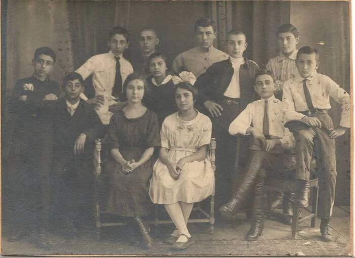 Group of peers, 1919 - Old photo, Black and white photo, the USSR, 1919