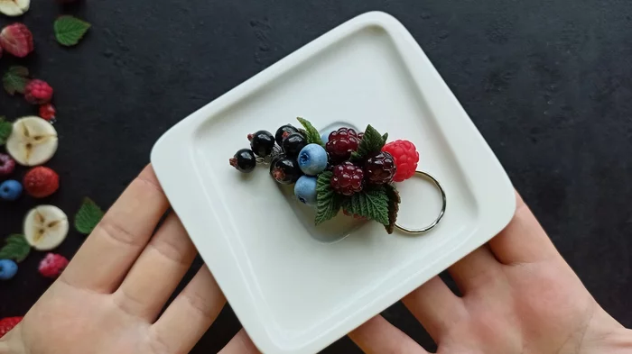 Summer mood post. Berry mix - My, Polymer clay, Лепка, Berries, Keychain