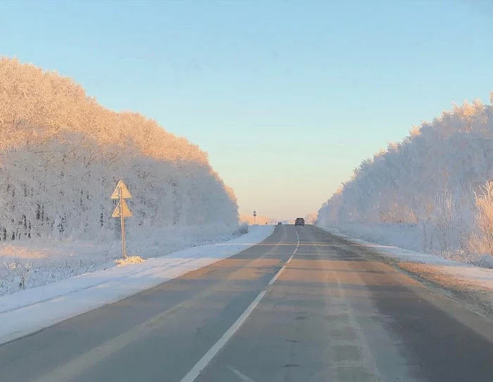 Winter road - My, Russian roads, Winter, Snow, Road, Nature