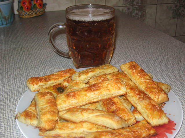 Puff cheese sticks for beer - My, Bakery products, Recipe, Beer snack, Longpost