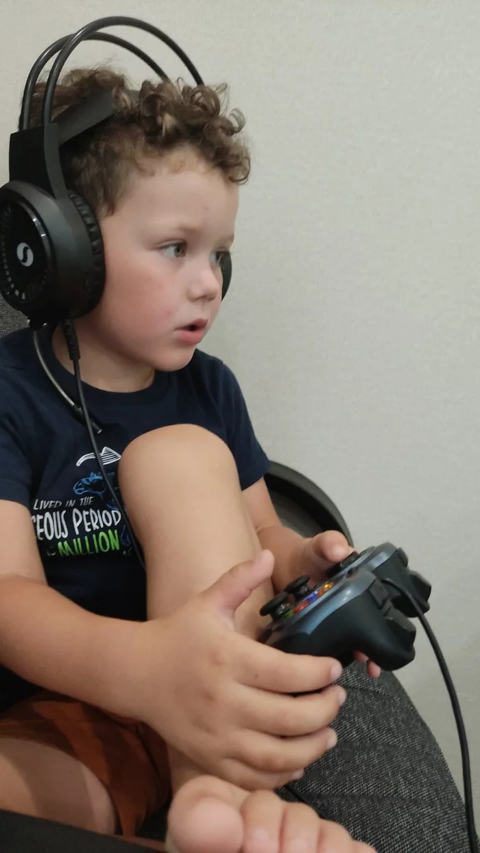 gamer larva - My, A son, Gamers, Gamepad, Stray, Longpost, Children