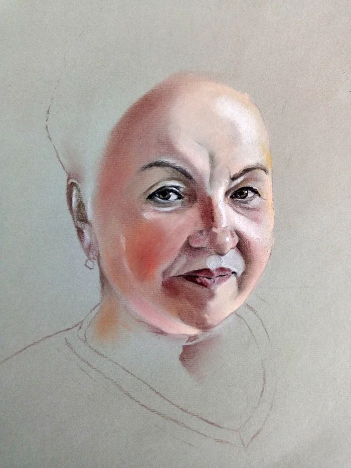 Tamara Timofeevna - My, Grandmother, Painting, Portrait by photo, Portrait, Love, Pullover, Pink, Handmade, Gray hair, Lipstick, Wrinkles, Discipline, Longpost