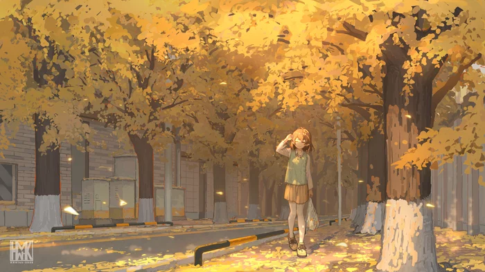 ginkgo alley - Art, Illustrations, Elves, Alley, Ginkgo