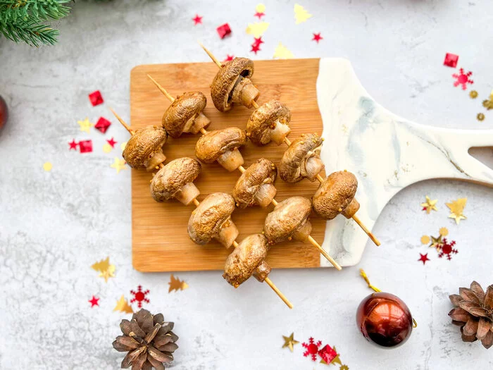 New Year's skewers of champignons - My, Recipe, Cooking, Yummy, Snack, Longpost