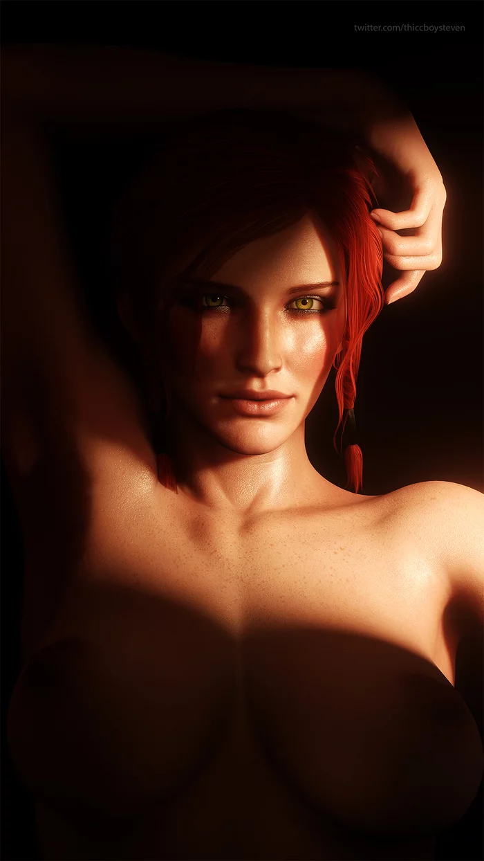 In the shadow - NSFW, Drawing, Witcher, The Witcher 3: Wild Hunt, Nudity, Bust, Redheads, Sight, Girls, Erotic, Hand-drawn erotica, 3D, Thiccboyseven, Art