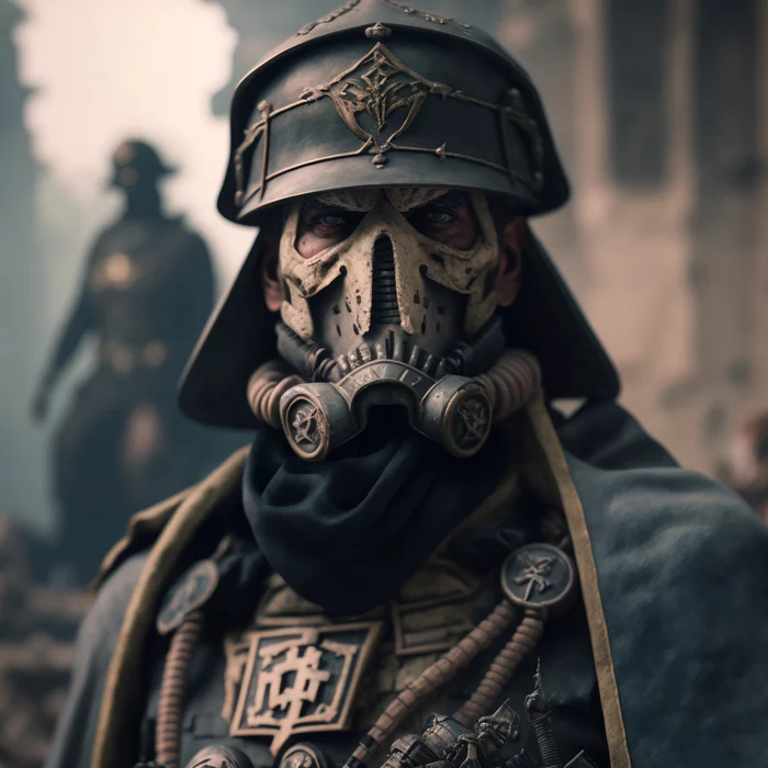 Death Corps Krieg.Midjourney - My, Midjourney, Нейронные сети, Warhammer 40k, A selection, Death korps of krieg, Images, Longpost