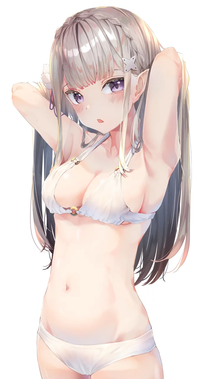 Emilia - NSFW, Anime art, Art, Girls, Anime, Hand-drawn erotica, Re: Zero Kara, Emilia