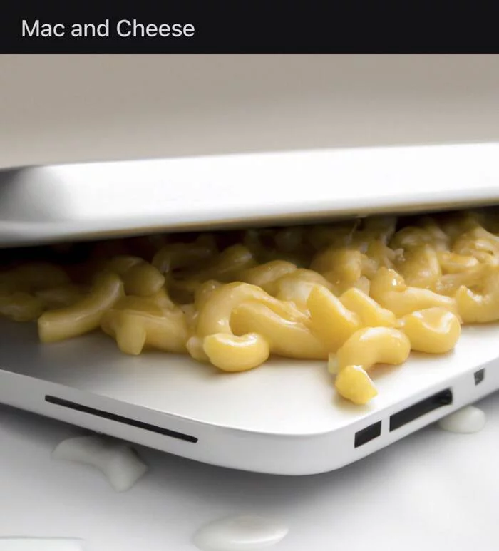 Mac and Cheese - Фотография, Скриншот, Картинка с текстом, Макароны, Macbook, Юмор