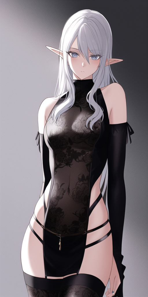 Slim Silver Haired Elfs by Anything-V3 - My, Art, Нейронные сети, Artificial Intelligence, Novelai, Anime, 2D, Stable diffusion, Longpost, Anime art, Elves, Fantasy, Neural network art