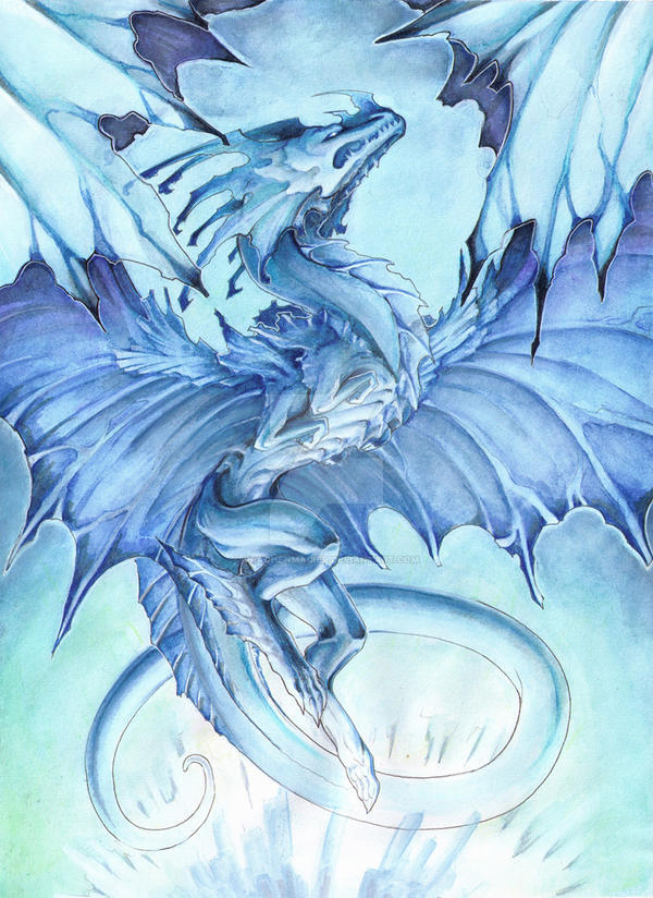 Crystal Guardian - The Dragon, 2D, Mythical creatures, Art, Fantasy, Traditional art