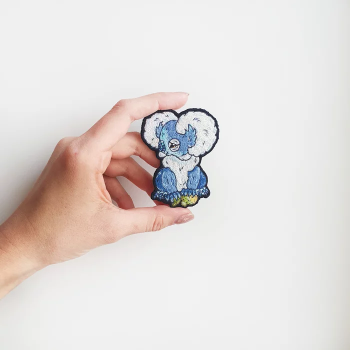 The artist draws and I bring it to life - My, Creation, Embroidery, Needlework, Handmade, Brooch, Satin stitch embroidery, Illustrations, Koala, Animals, Yaroslavl, Stripe, Illustrator, Wild animals, Creative people, Longpost