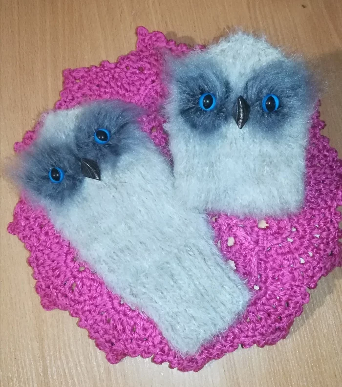 Mittens Owls - My, Owl, Needlework without process