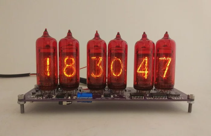 Часы на ИН-14 с красным лаком - Моё, Самоделки, Часы, Своими руками, Nixie clock, Поделки, Кастомизация, Длиннопост