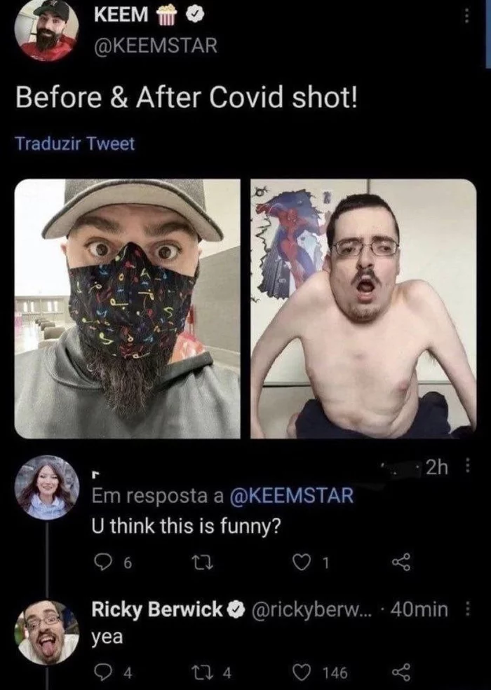 before / after - Memes, Twitter, Picture with text, Black humor, Humor, Ricky berwick, Without translation