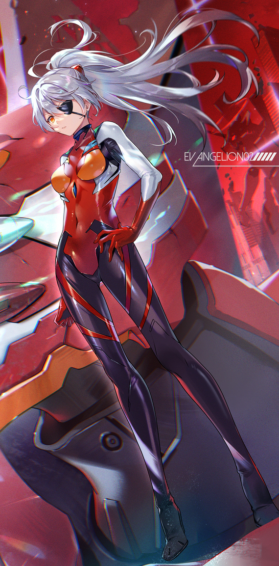 Great crossover - Art, Anime, Anime art, Evangelion, Asuka langley, Kiana kaslana, Crossover, Longpost, Ekita