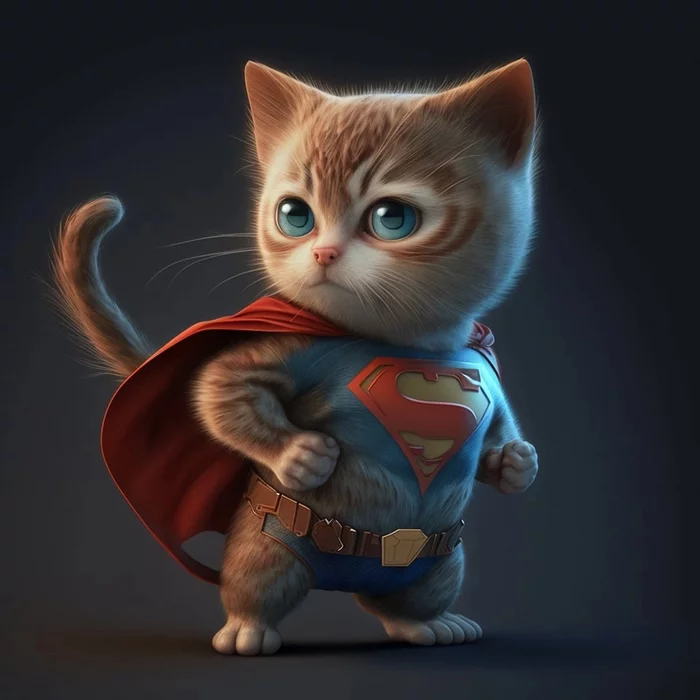 DC cats - Midjourney, cat, Dc comics, Batman, Superman, Joker, Longpost