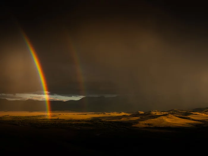 Rainbow in the Kurai steppe - My, Rainbow, Altai Republic, Kurai steppe, The photo