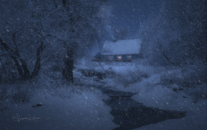 Winter time... Зима, Снег, Деревня, Вечер, Ночь, Снегопад, Река, Вязьма