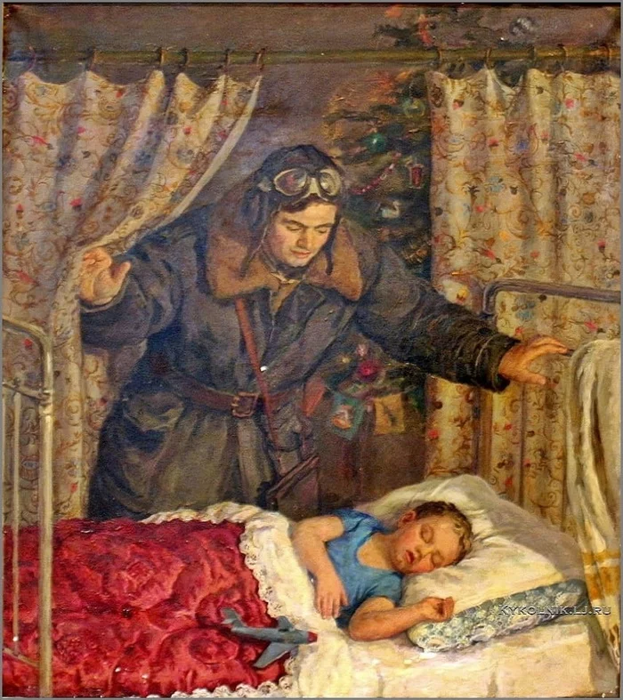 Return from a night flight 1955 - the USSR, Painting, 1955