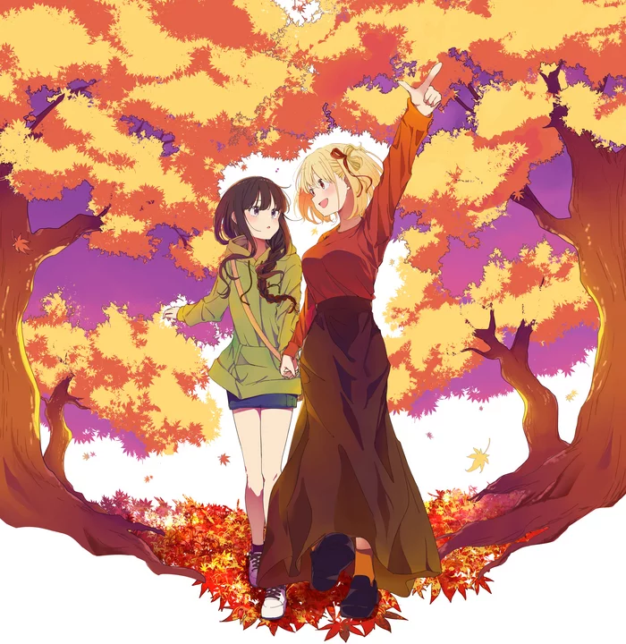 Autumn Walk - Anime art, Art, Girls, Anime, Lycoris Recoil, Inoue Takina, Tom_309k